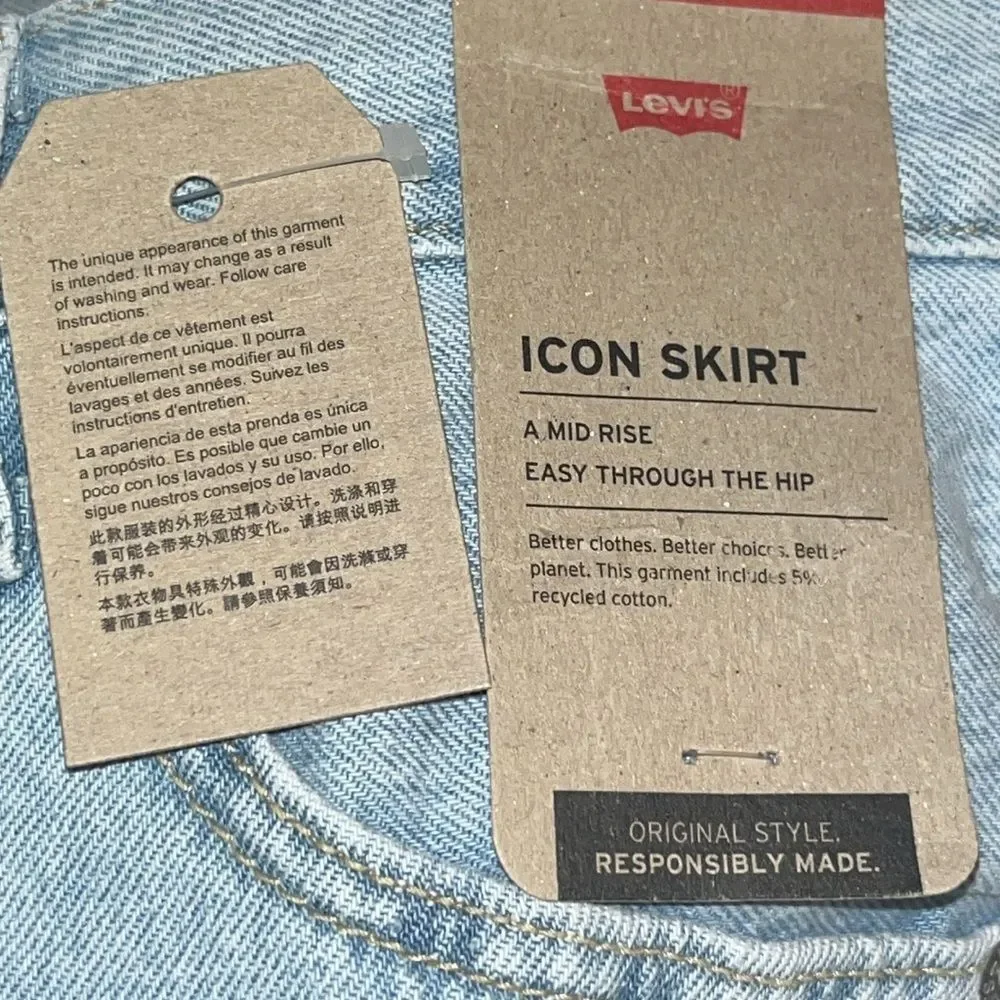 Levi’s Icon Mid Rise Skirt In Light Blue - Picture 6 of 7